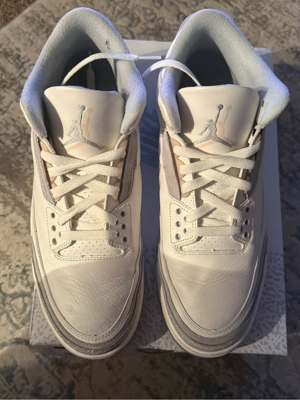 Jordan 3 Retro Craft Ivory- Men's White and Gray Low Top Sneakers - Picture 2 of 6